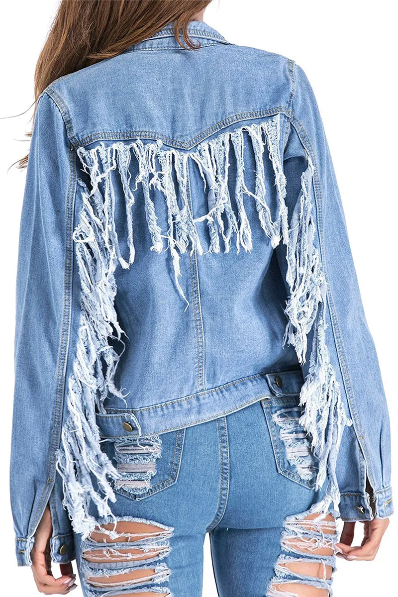CT3165 Tassels Denim Jacket Pant