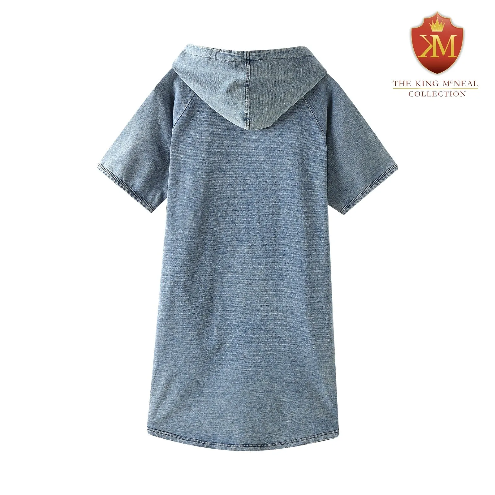 Delta Denim Hoodie Dress With Pockets