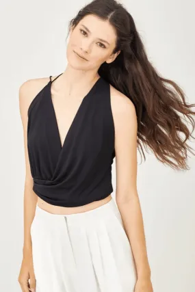 drape sleeveless surplice top