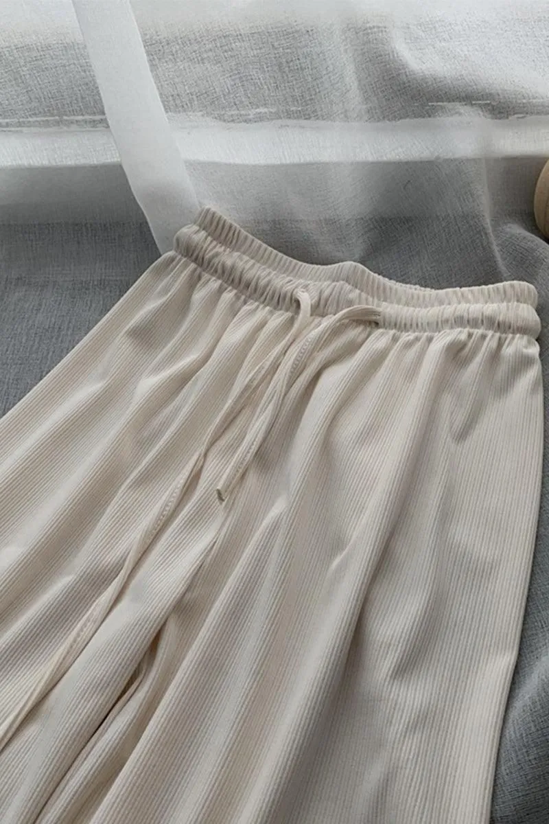 DRAWSTRING CORDUROY COZY CASUAL PANTS