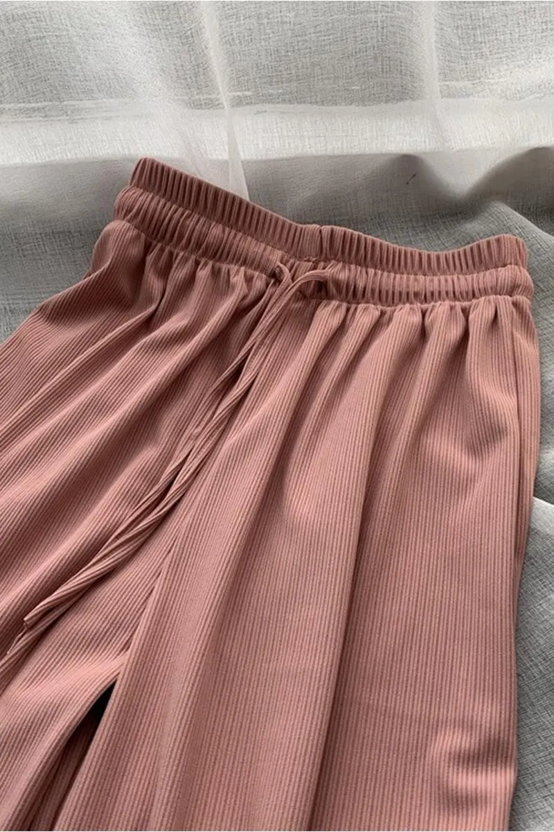 DRAWSTRING CORDUROY COZY CASUAL PANTS