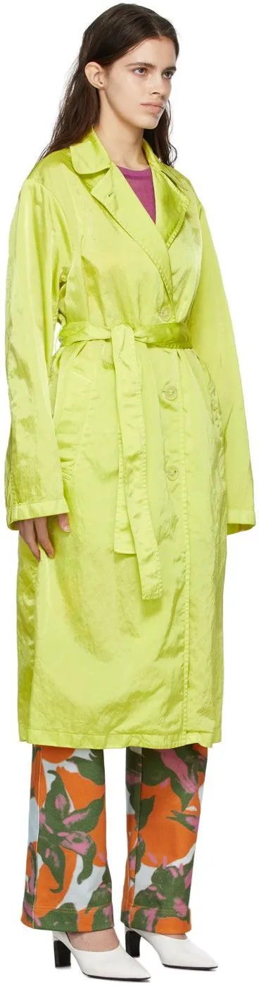 Dries Van Noten Green Nylon Trench Coat
