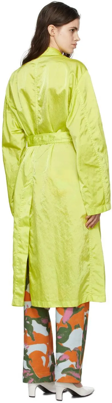 Dries Van Noten Green Nylon Trench Coat