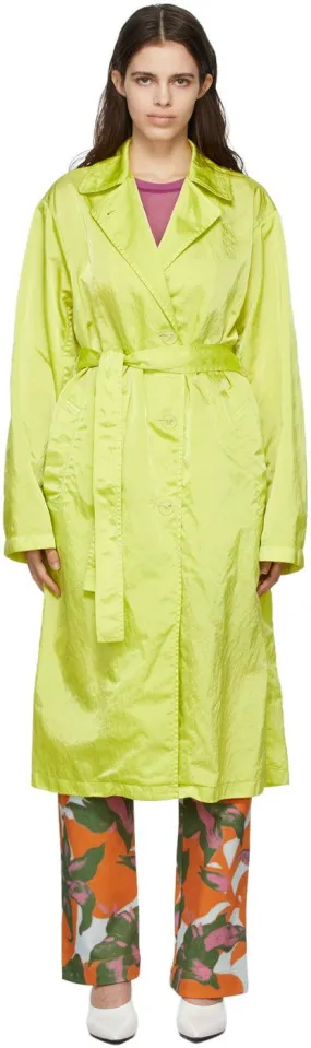 Dries Van Noten Green Nylon Trench Coat