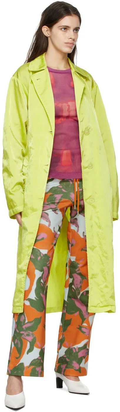 Dries Van Noten Green Nylon Trench Coat