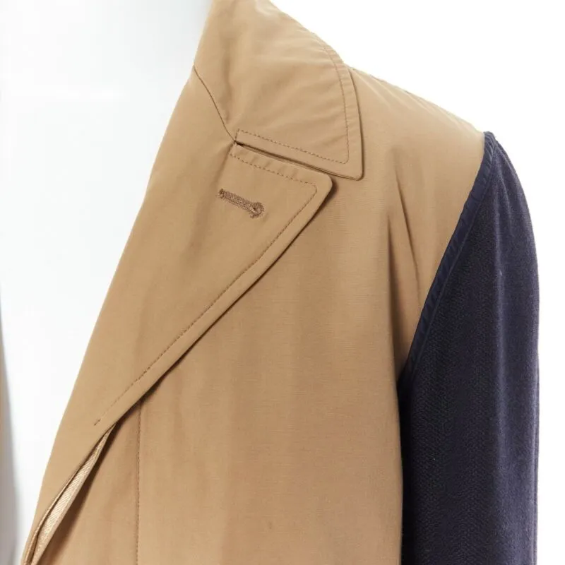 DRIS VAN NOTEN mens khaki navy blue duo-colour trench-coat removable inner Small