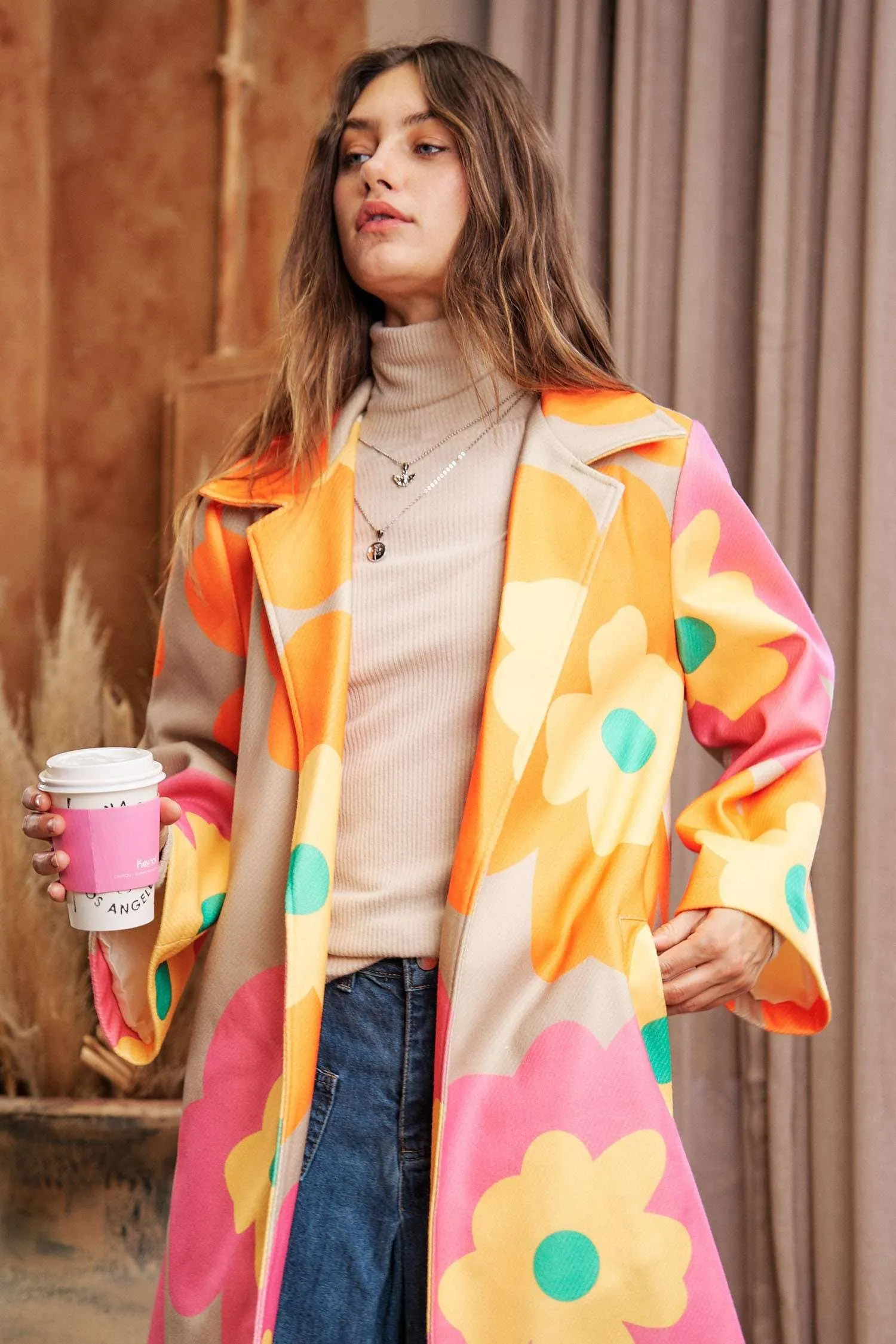 FINAL SALE Put Me in Flowers Retro Overcoat