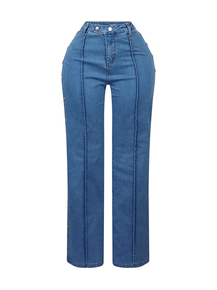 Flare Snap Button Jeans