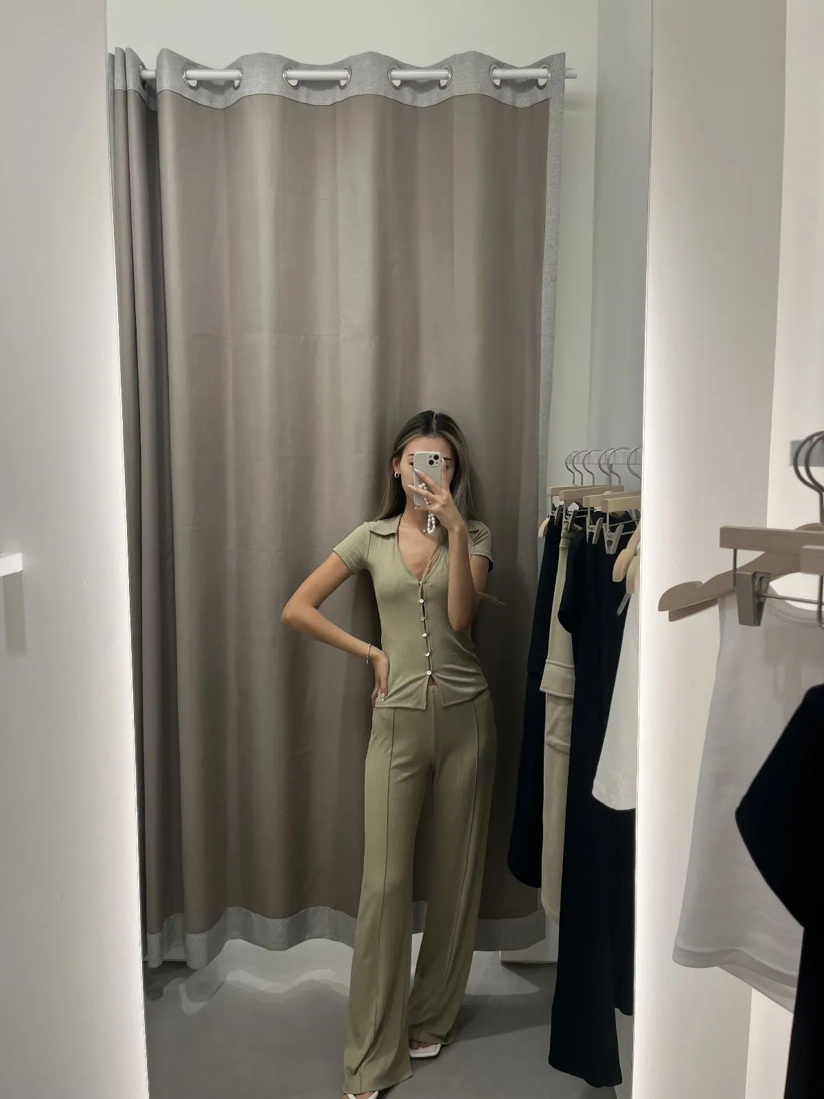Flared Pants with Stitch Details