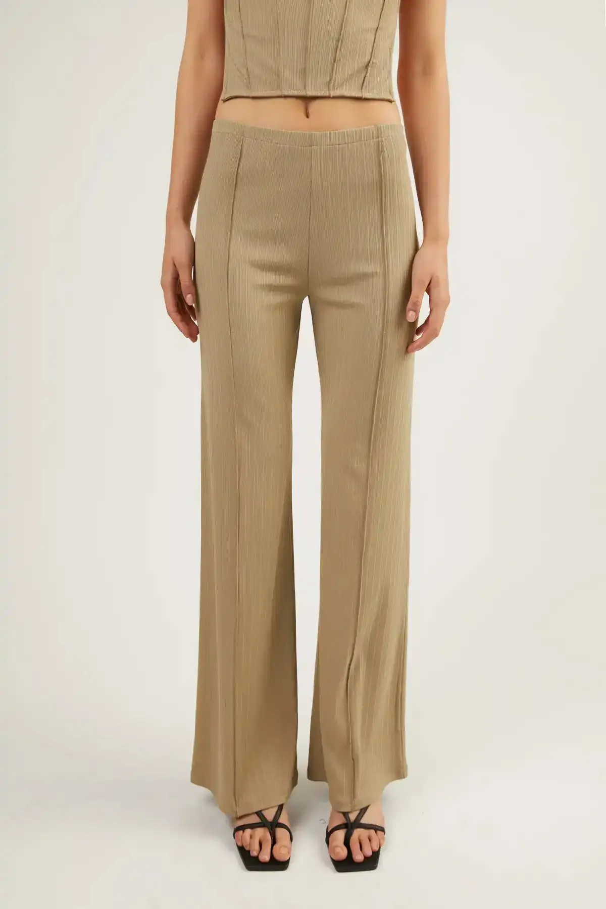 Flared Pants with Stitch Details