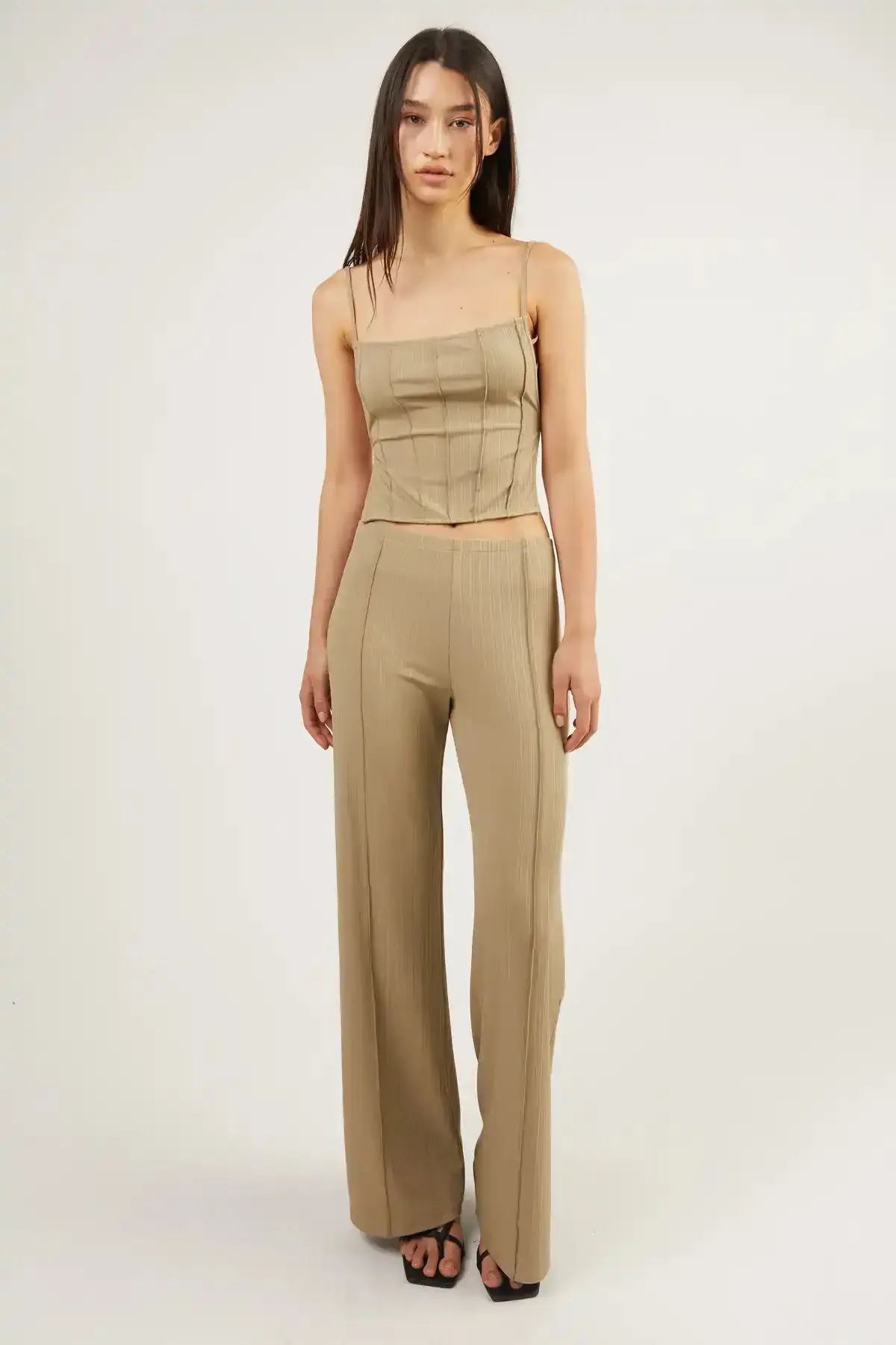 Flared Pants with Stitch Details