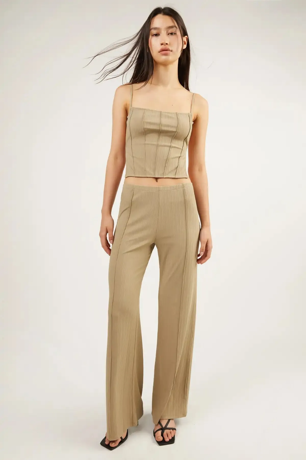 Flared Pants with Stitch Details