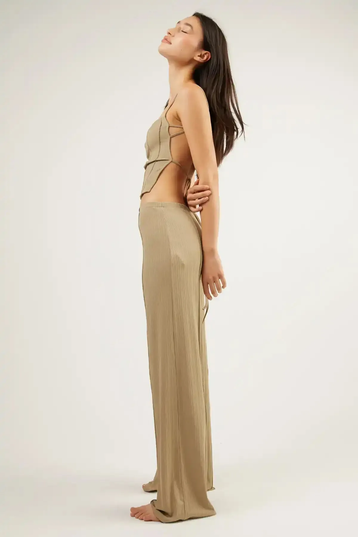 Flared Pants with Stitch Details