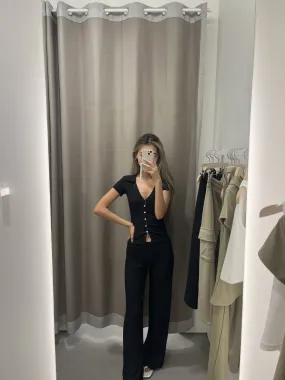 Flared Pants with Stitch Details