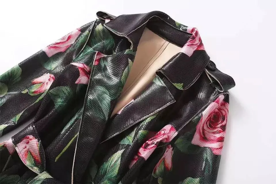 Floral Belt Trench Coat