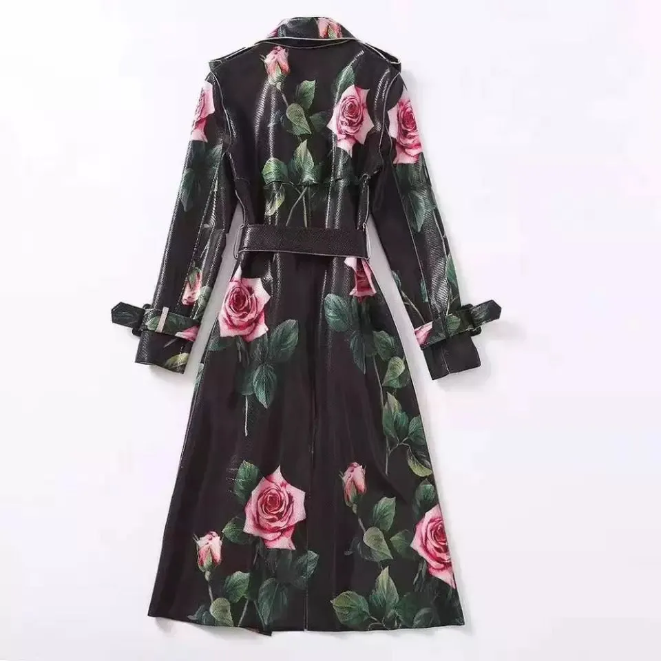 Floral Belt Trench Coat
