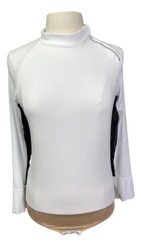 Free x Rein The Moto Equestrian Bodysuit in White/Black - Women's Large in White/Black - Women's Large