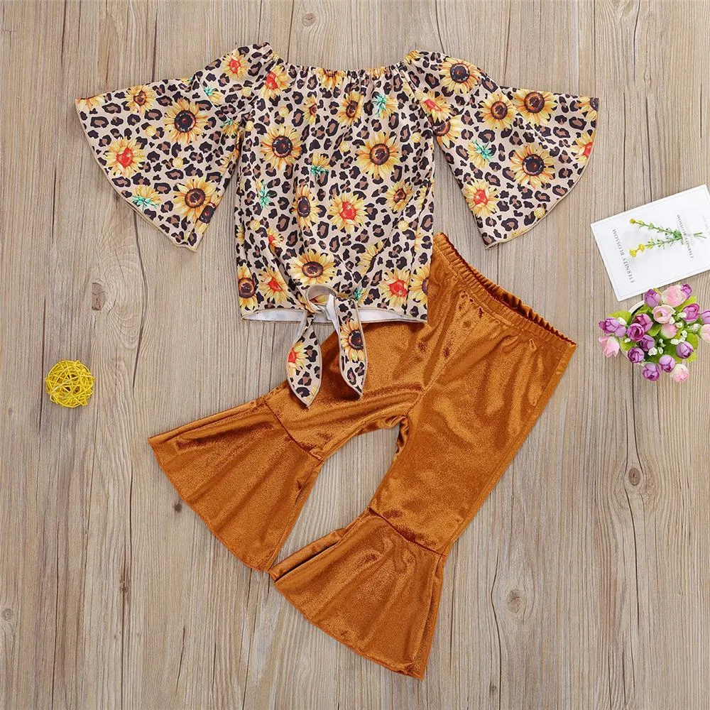 Girls Long Sleeve Floral Tops&Flare Pants Baby Girl Wholesale Boutique