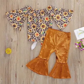 Girls Long Sleeve Floral Tops&Flare Pants Baby Girl Wholesale Boutique