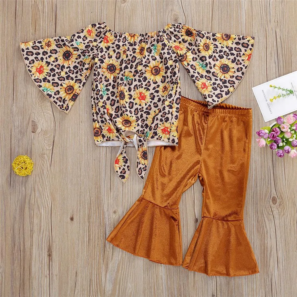 Girls Long Sleeve Floral Tops&Flare Pants Baby Girl Wholesale Boutique
