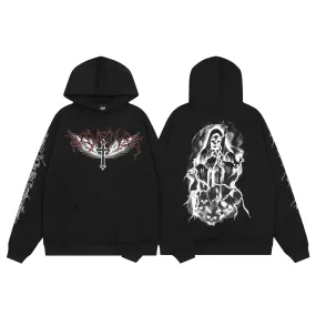 Hellstar Hoodie Lightning Wings Printing Skull