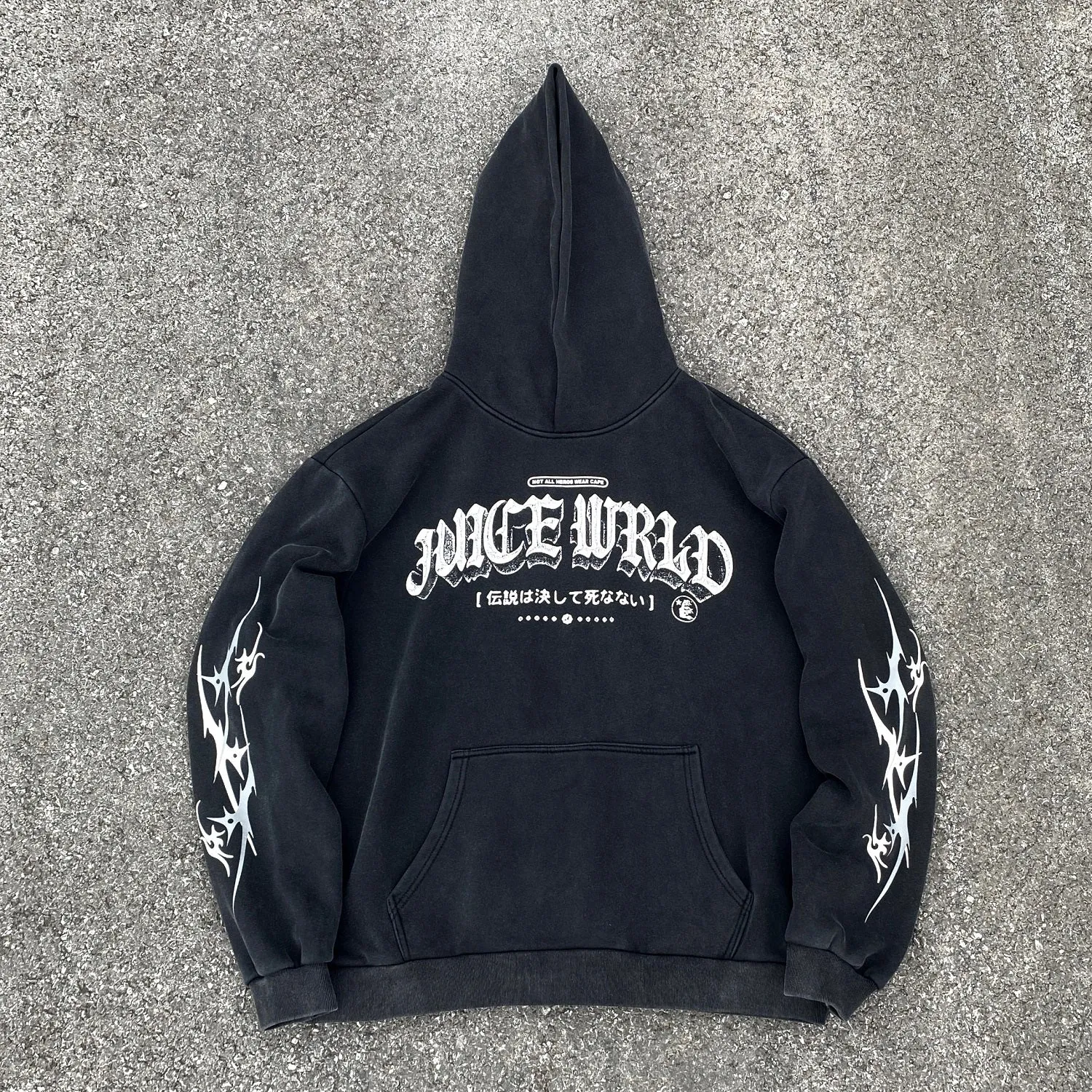 Hellstar Hoodie Vintage Distressed Heavy Velvet Padded Loose