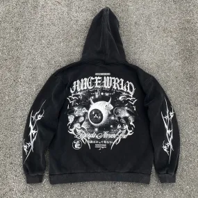 Hellstar Hoodie Vintage Distressed Heavy Velvet Padded Loose