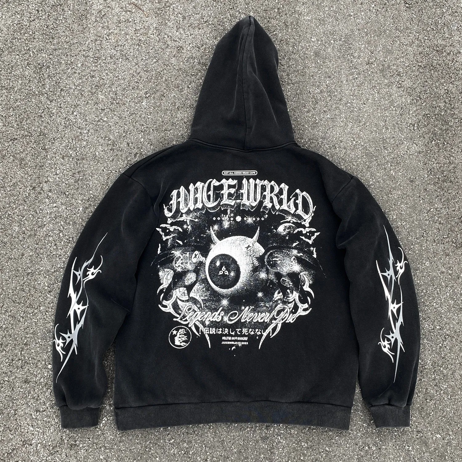 Hellstar Hoodie Vintage Distressed Heavy Velvet Padded Loose
