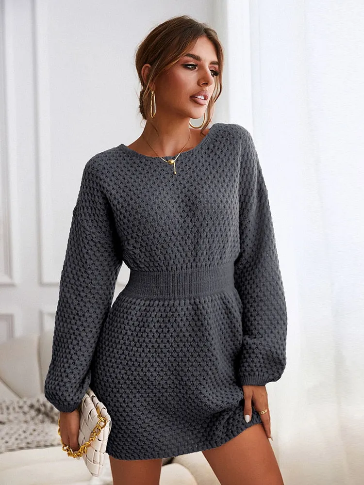 Honeycomb Knit Sweater Dress