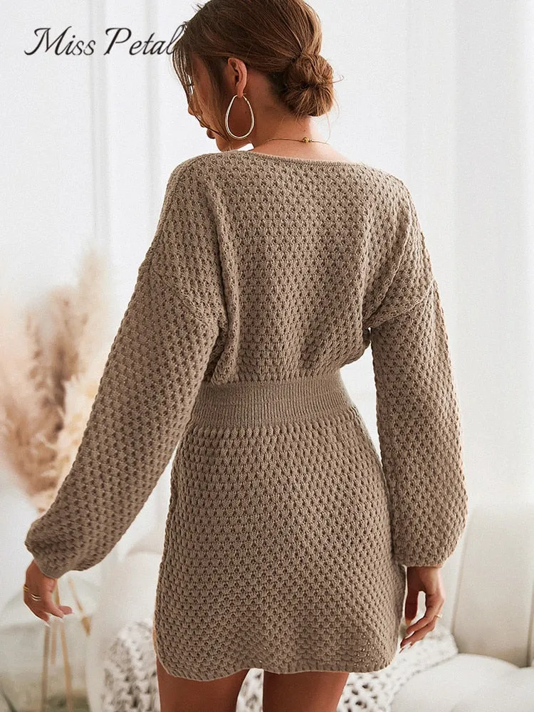 Honeycomb Knit Sweater Dress