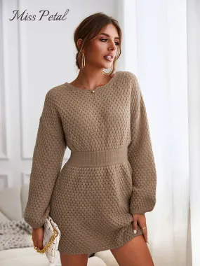 Honeycomb Knit Sweater Dress