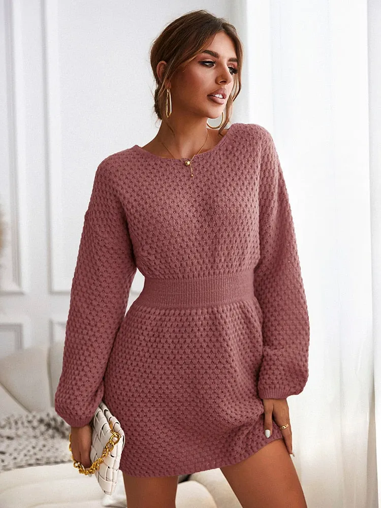 Honeycomb Knit Sweater Dress