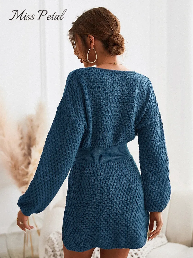 Honeycomb Knit Sweater Dress