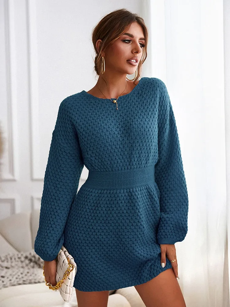 Honeycomb Knit Sweater Dress