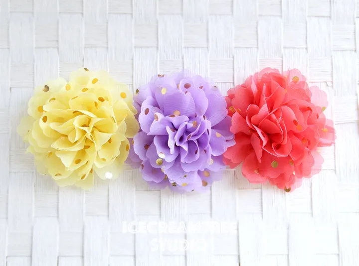 Jumbo Coral Gold Dot Bloom Collar Slide On - Large Flower Collar Accessory