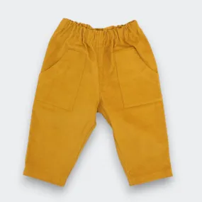 Kids' and Baby Cotton Corduroy Pants - Cider Yellow with Front Pocket