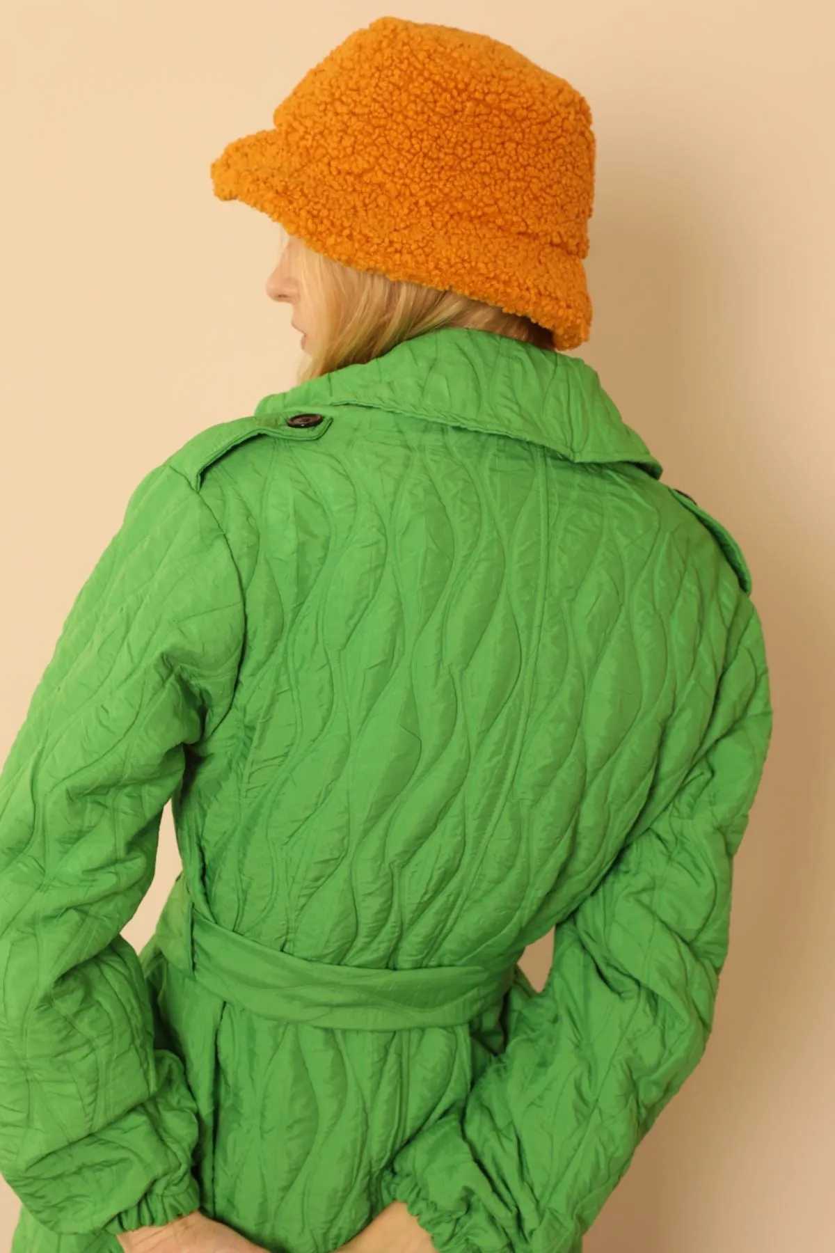 KKT Jakar Fabric Onion Pattern Women Trench Coat-Green - Daugavpils