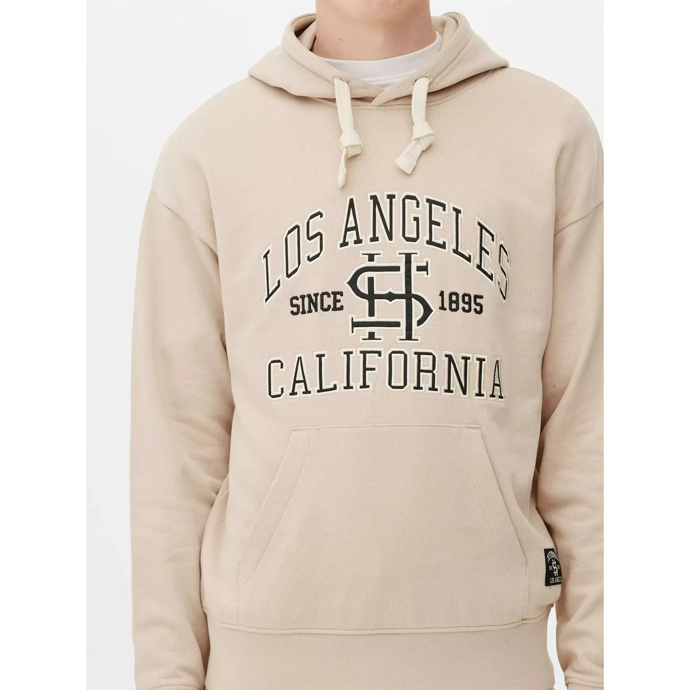 LA Beige Embroidery Detailing Hoodie