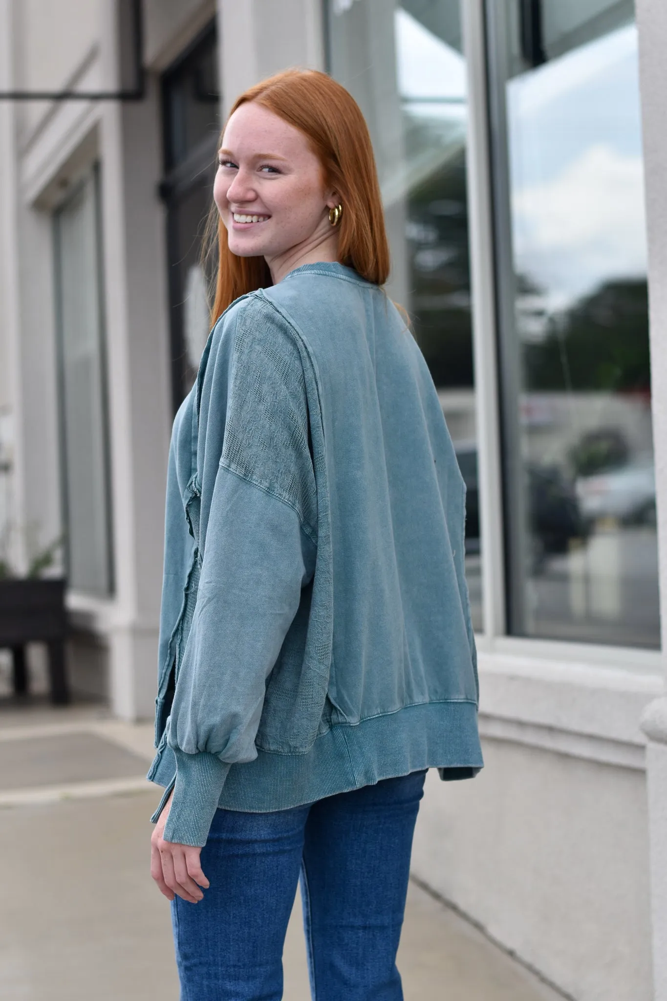 Lace Mix Mineral Wash Pull-Over