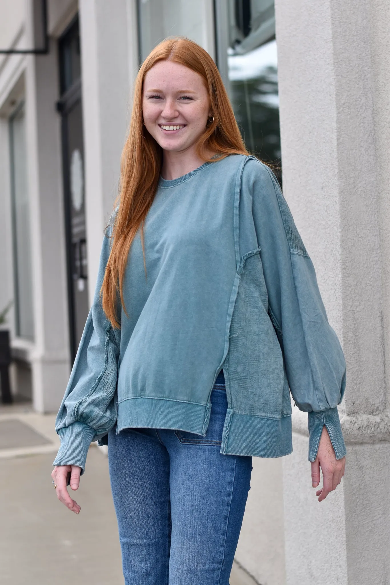 Lace Mix Mineral Wash Pull-Over