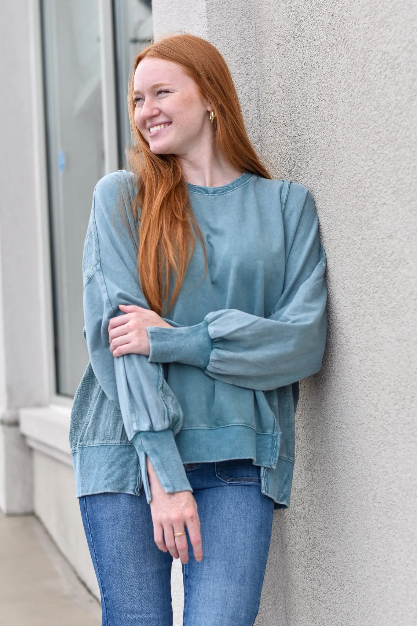 Lace Mix Mineral Wash Pull-Over