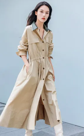 Leather Collar Shirt Dress