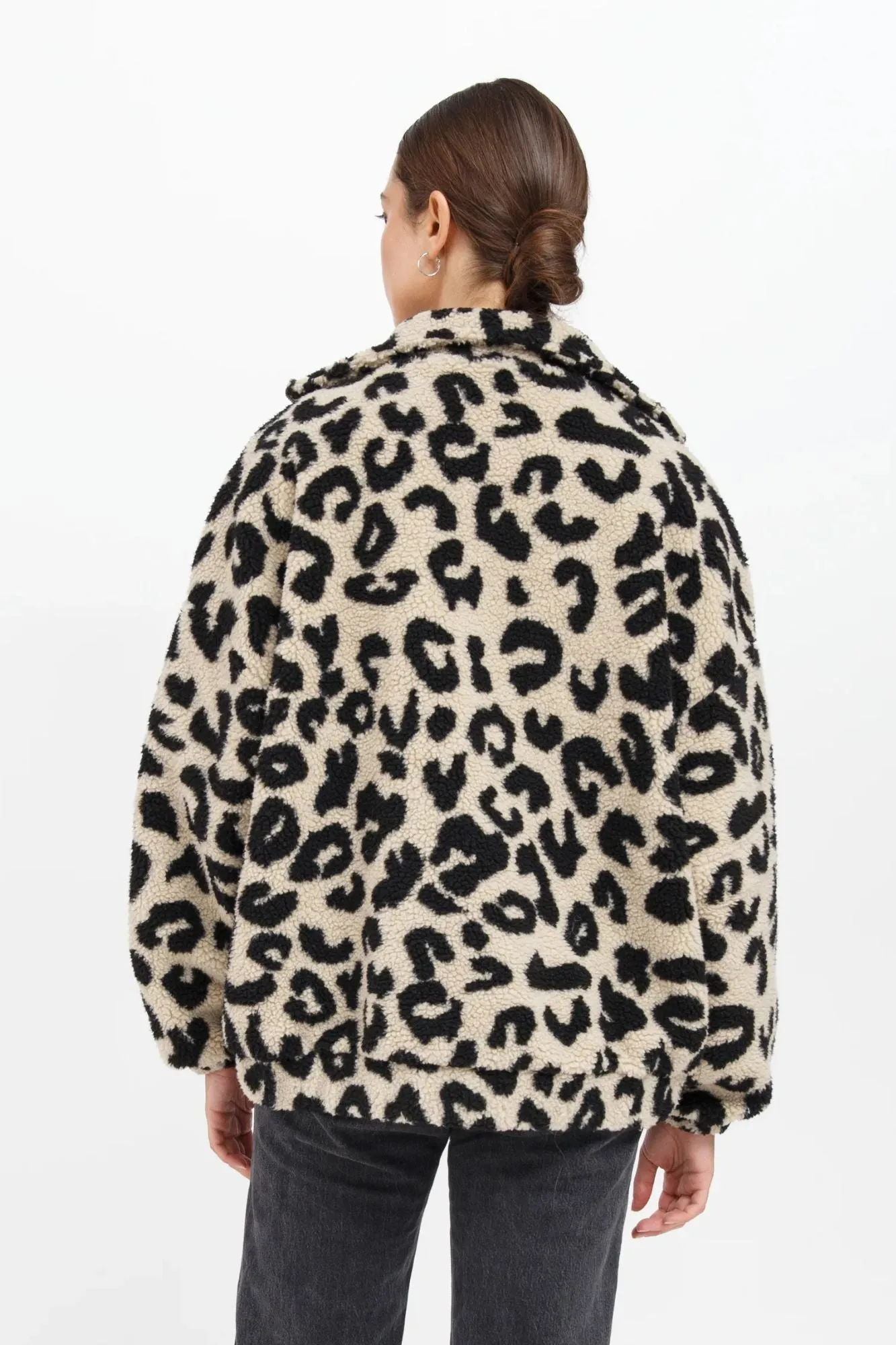 Leopard Sherpa Full Zip Jacket