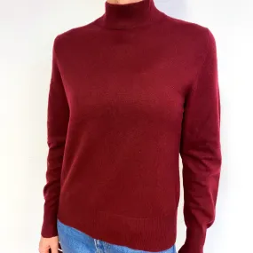 Maroon Red Cashmere Turtle Neck Jumper Medium