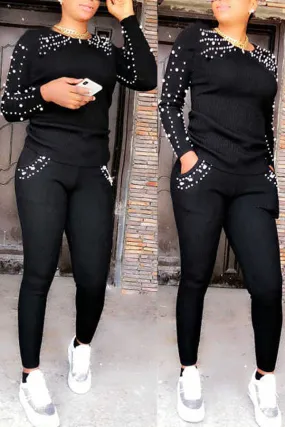 Mellie Pearl Design 2pc Pants Set Plus
