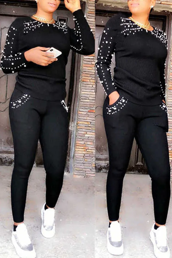 Mellie Pearl Design 2pc Pants Set Plus