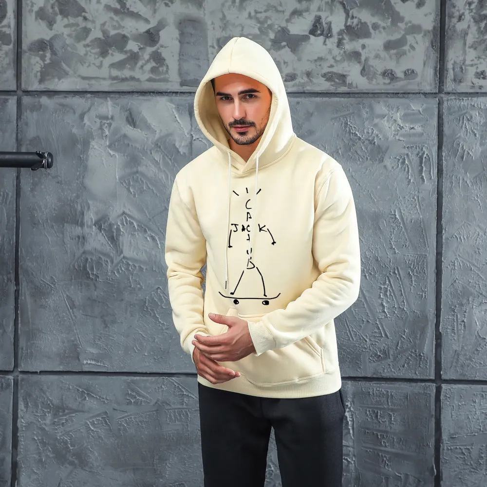Men Graphic Hoodie Fall/Winter Travis Scott Cactus Jack Men's and Women's Printed Fleece Hooded Jacket