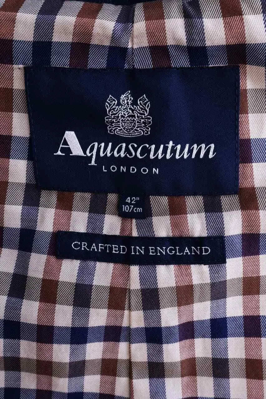 Men's AQUASCUTUM LONDON Navy Blue Double Breasted Trench Coat Size 42 / 52