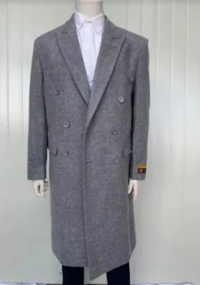 Mens Cashmere Blend Gray Coat Long length - Cashmere Long Overcoat