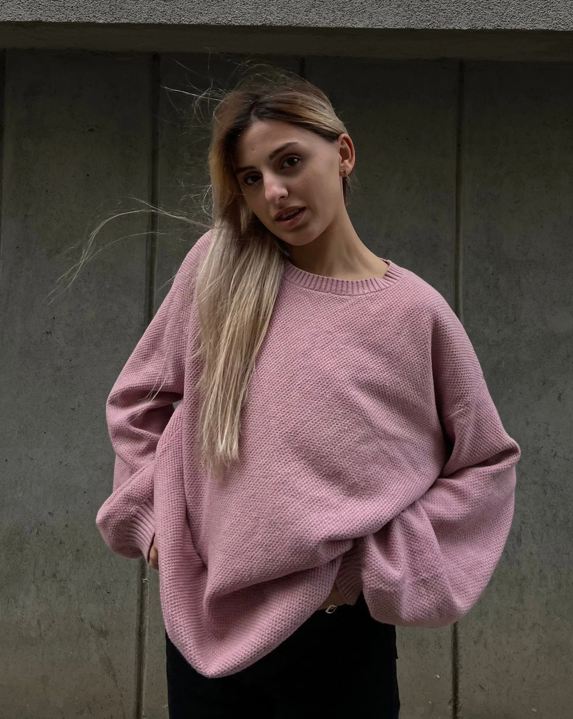 MEROKEETY Round Neck Waffle Knit Pullover Sweater